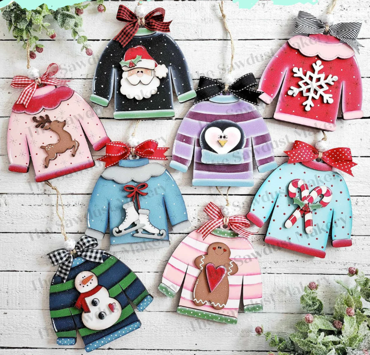 Sweater Ornaments (optional gift card holder)- Paint Party