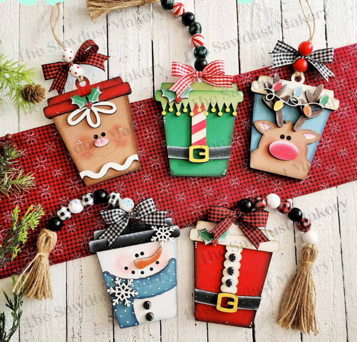 Christmas Latte Ornaments (optional gift card holder)- Paint Party