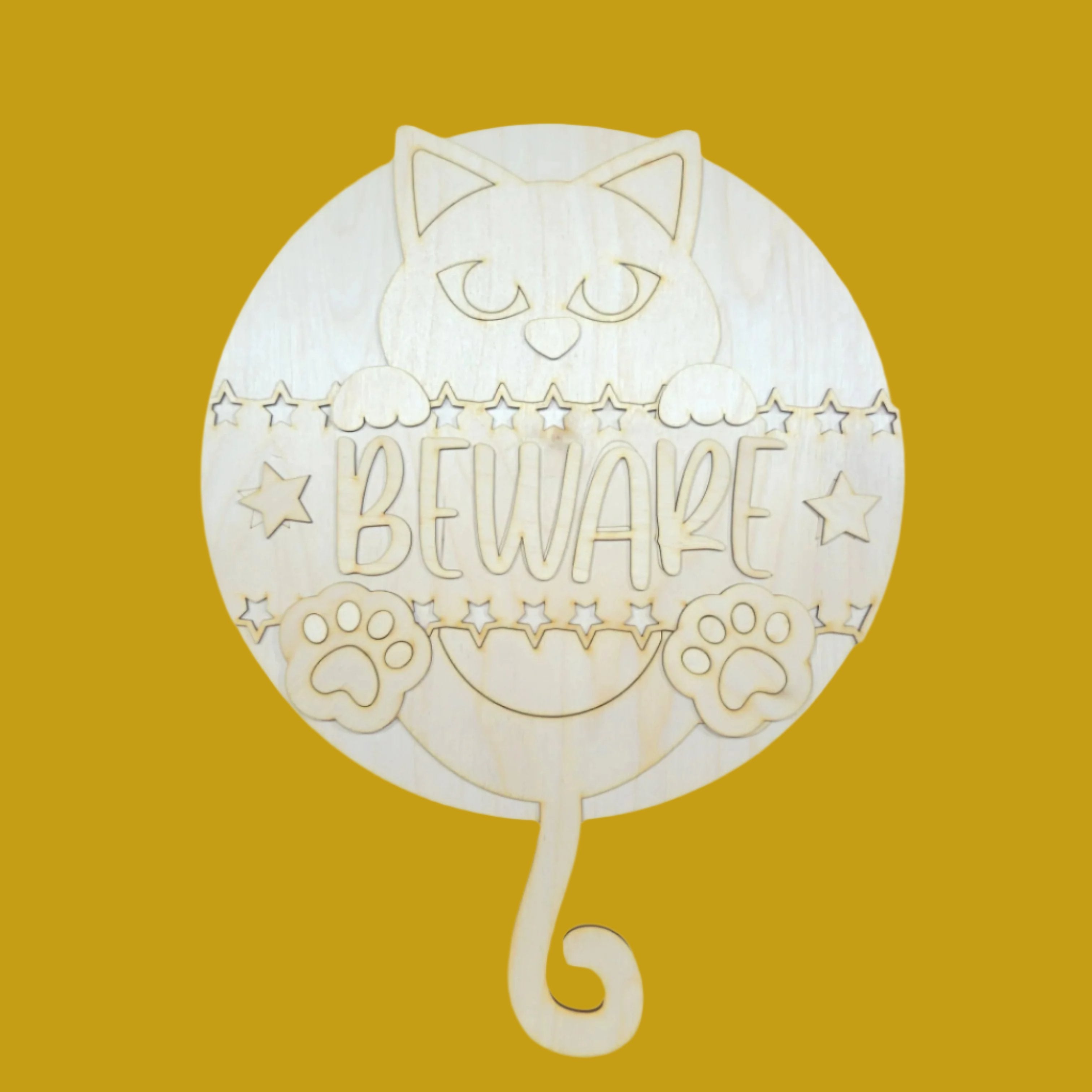 Beware Cat Round- DIY Blank