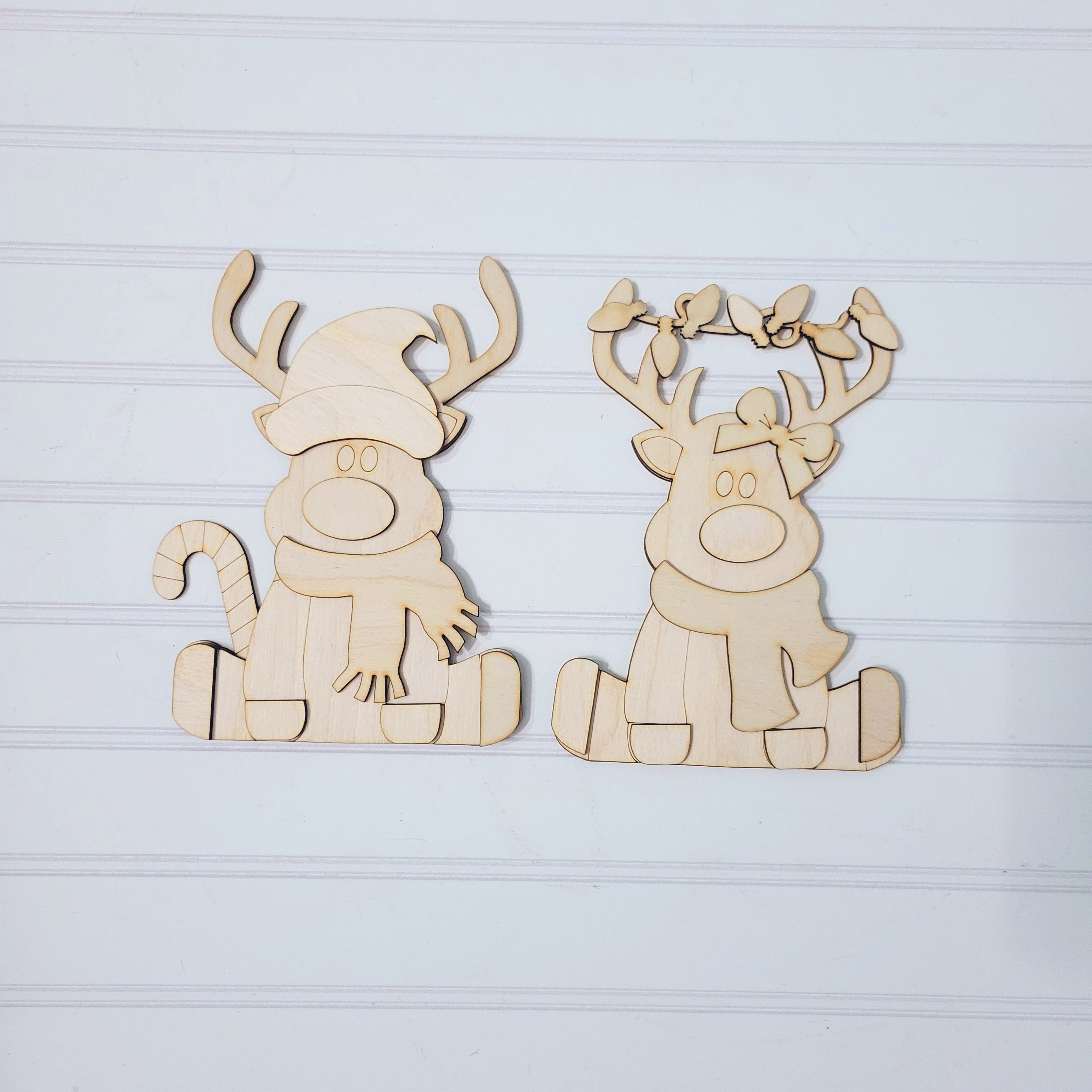 Reindeer Couple Shelf Sitter DIY Blank