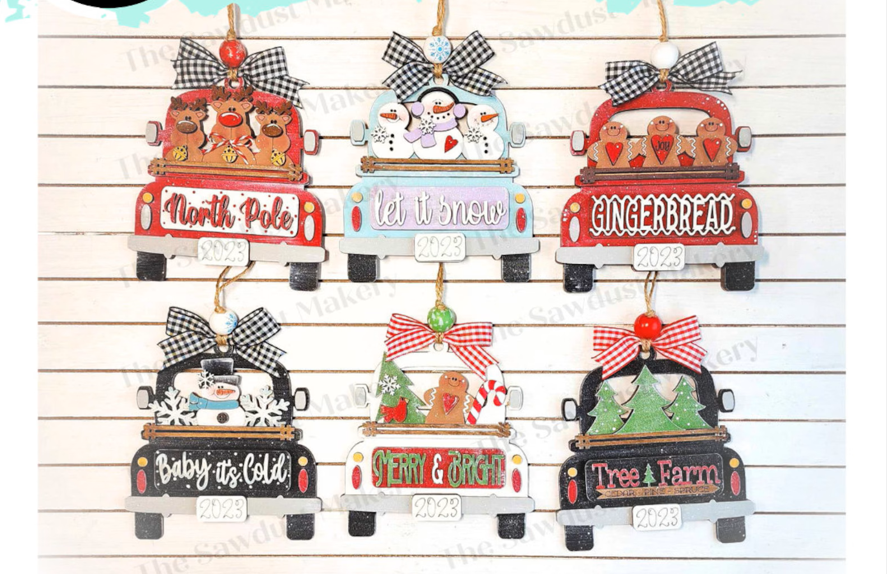 Truck Ornament Set- Paint Party Kit