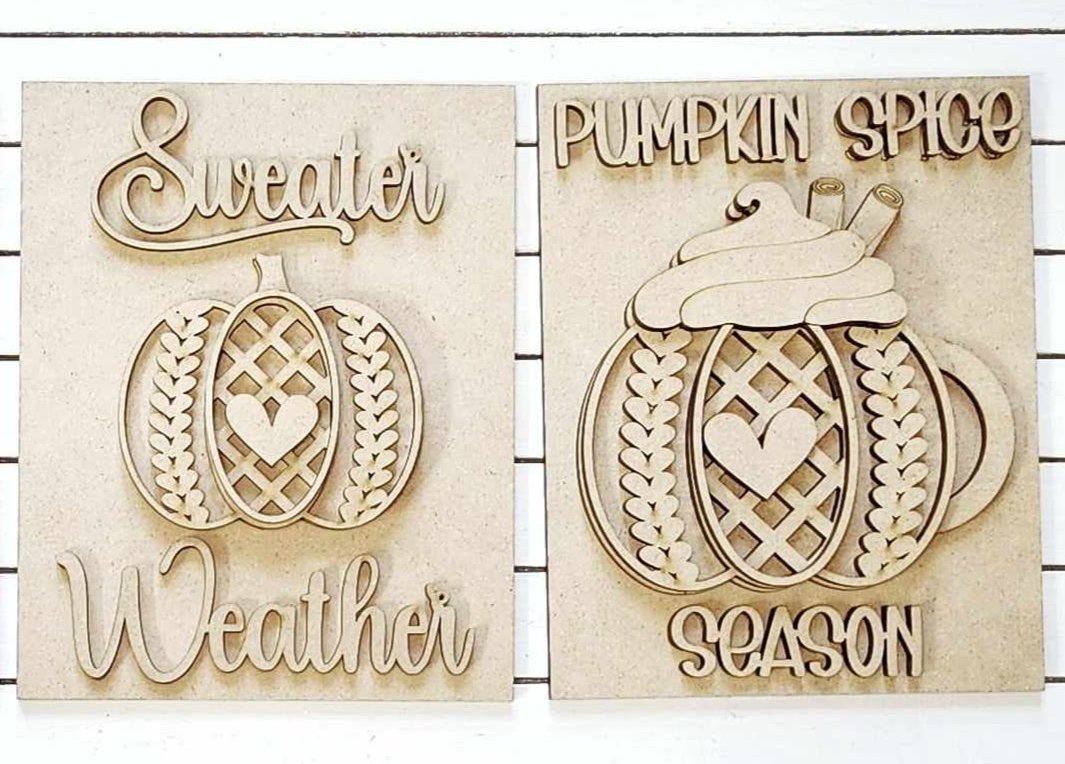 Sweater Weather Sign Set, Includes Framed Stands DIY Blank