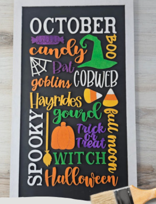 October Word Plaque