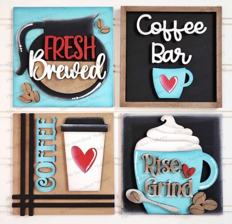 Coffee Set 1 Mix & Match Tiles & Quad Frame- Paint Party Kit