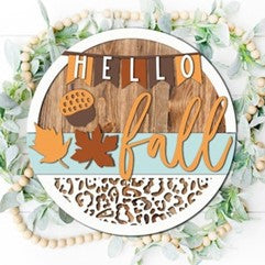 Hello Fall Banner Round- DIY Blank