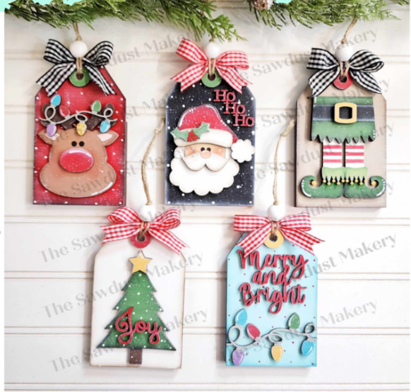 North Pole Gift Tag Ornaments (optional gift card holder)- Paint Party