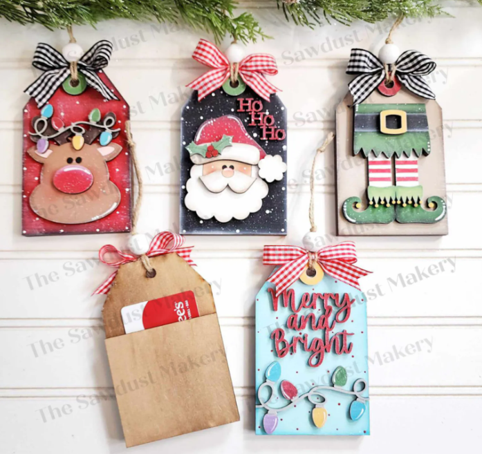 North Pole Gift Tag Ornaments (optional gift card holder)- Paint Party