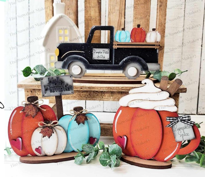 Fall Pumpkins & Truck Decor Set- Paint Party Kit