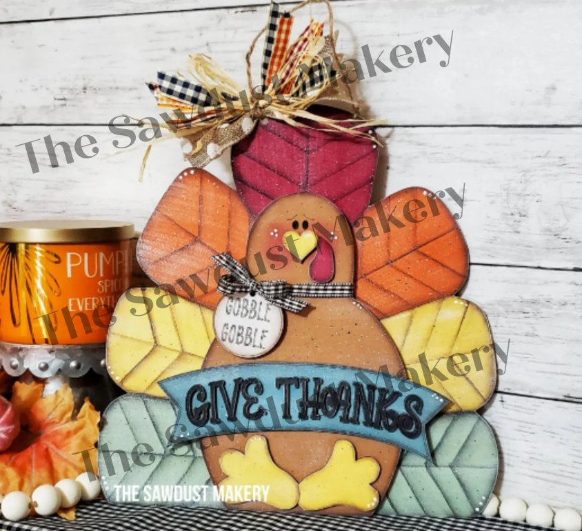 Give Thanks Turkey Shelf Sitter - Paint Party Kit