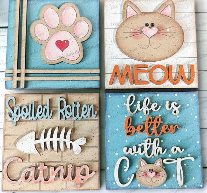 Cat Mix & Match Tiles & Quad Frame- Paint Party Kit