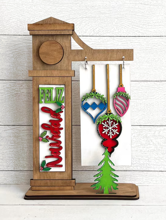 Interchangeable Post Sign & Feliz Navidad Interserts