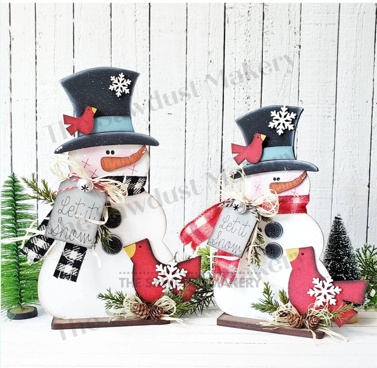 Snowman & Cardinal Shelf Sitter Set - Paint Party