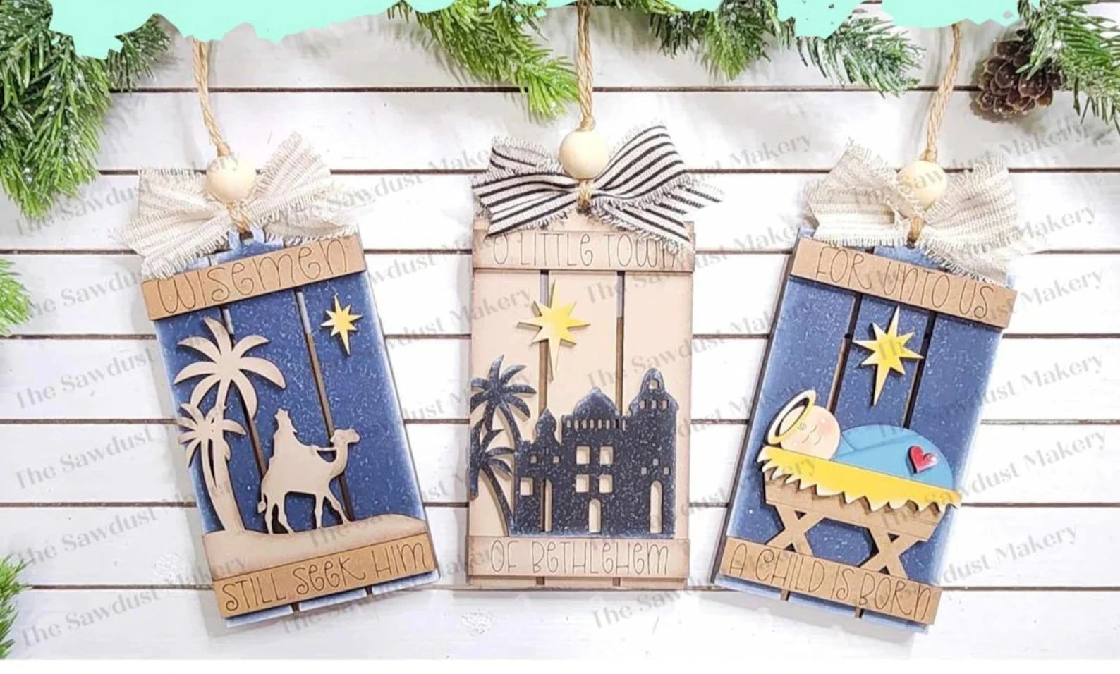 Wiseman Pallet Ornaments (optional gift card holder)- DIY Blank