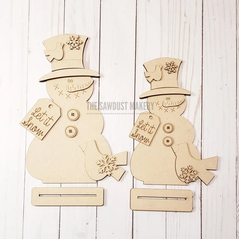 Snowman & Cardinal Shelf Sitter Set - DIY Blank