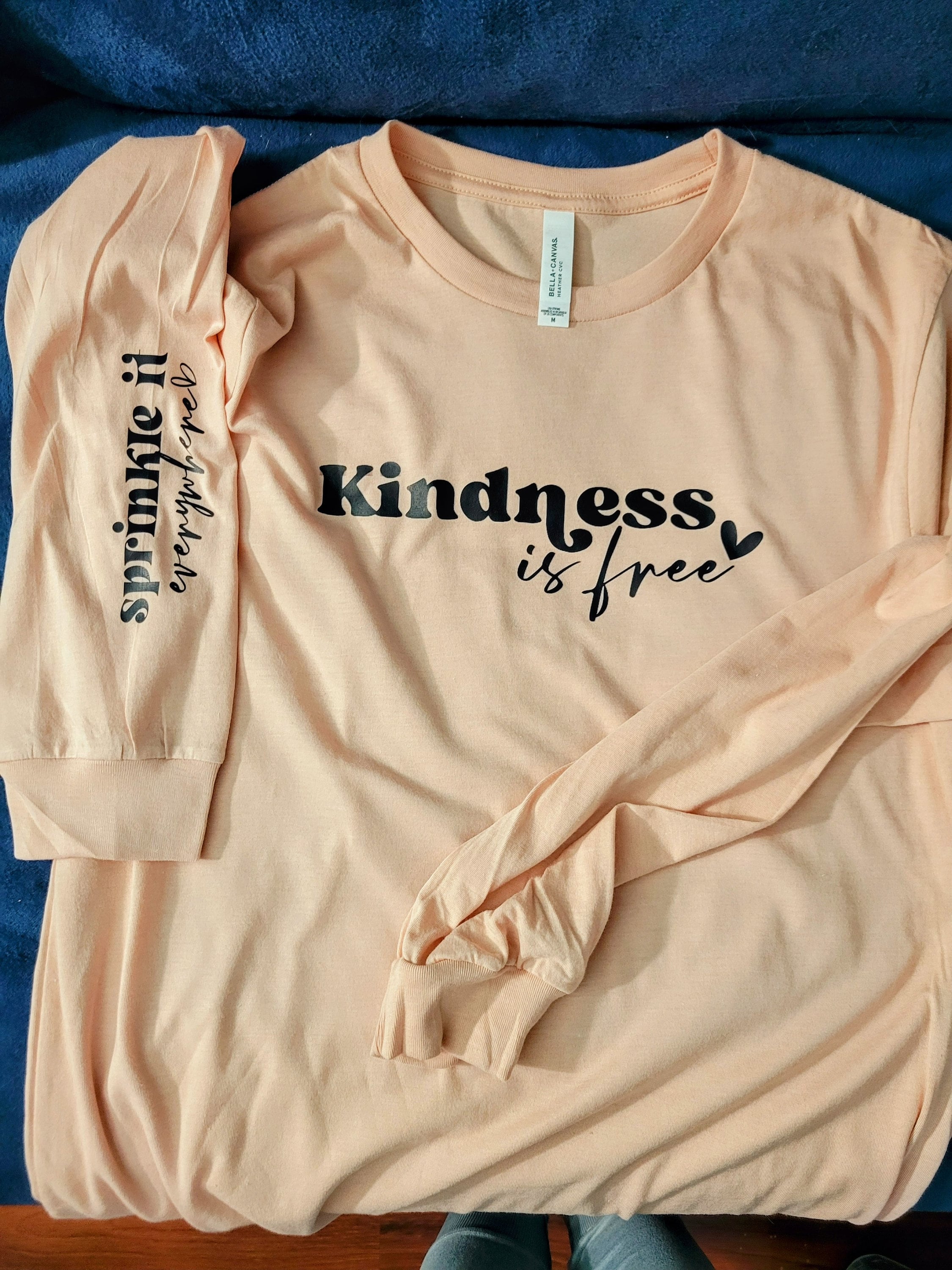 Kindness is free, sprinkle it everywhere -Long Sleeve T, Crew, Hoodie, Unisex/Youth, Inspirational, Affirmation, Mental Health