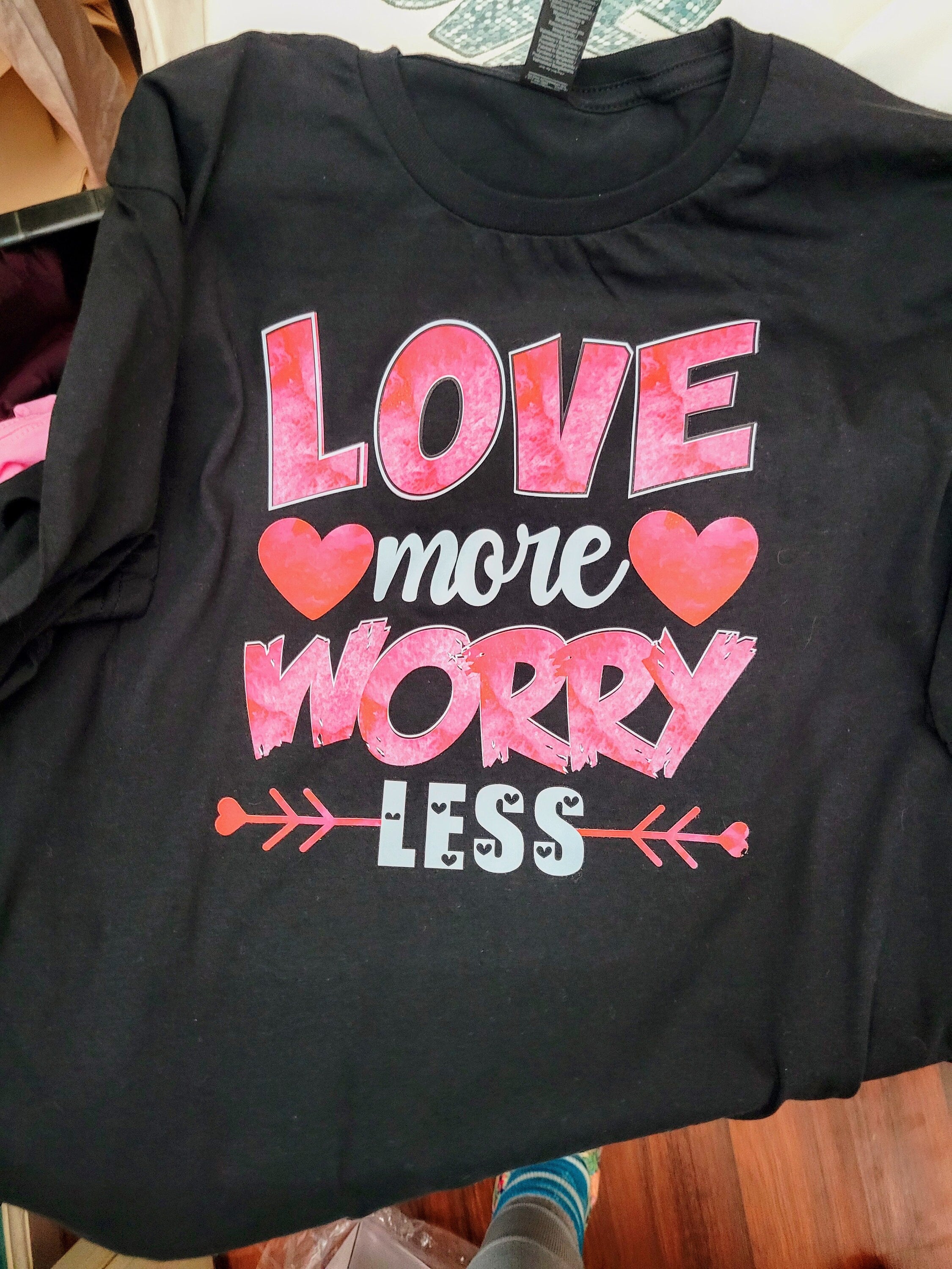 Love More, Worry Less -Long and Short Sleeve T, Crew, Hoodie, Unisex/Youth, Inspirational, Affirmation, Mental Health