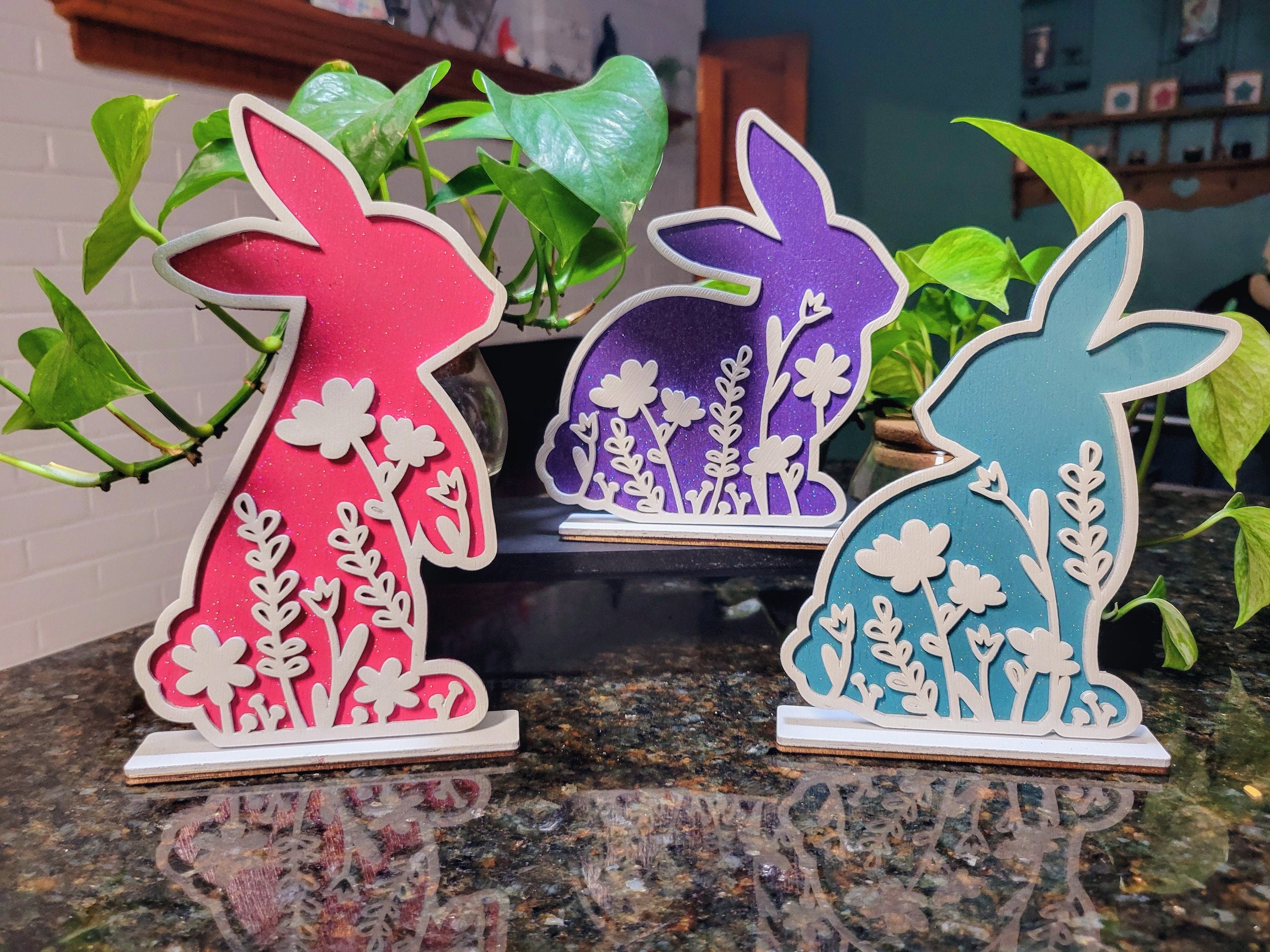 Floral Bunnies 2 Spring Shelf Sitter