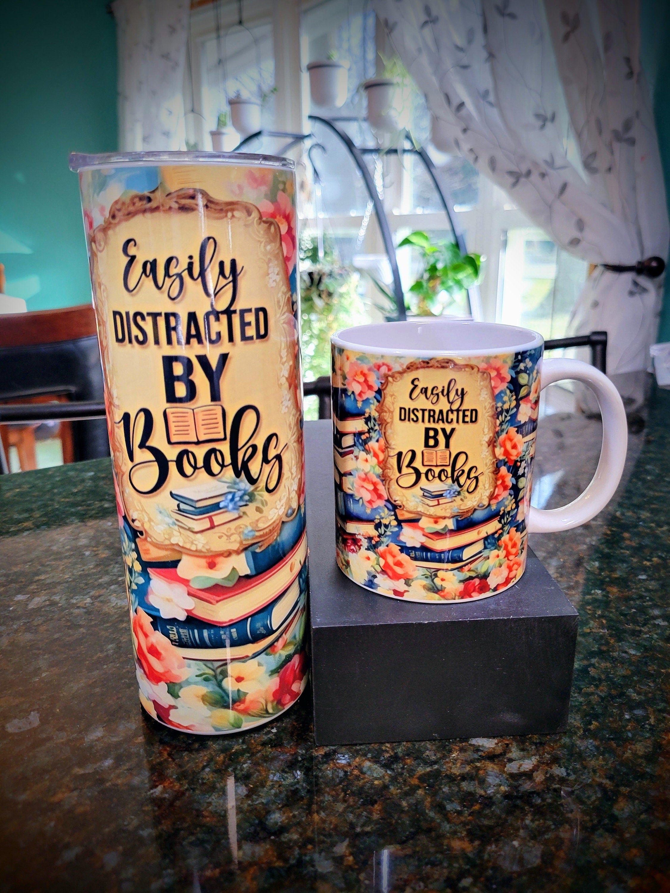 Easily destracted by Books 20oz Sublimated Tumbler