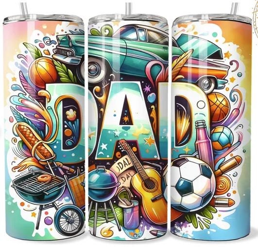 Retro Dad 20oz Sublimated Tumbler or 15oz Coffee Mug, coasters, mouse pad