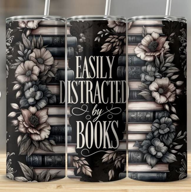 Easily Distracted by Books 20oz Sublimated Tumbler