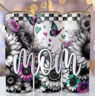 Mom Checkered 20oz Sublimated Tumbler or 15oz Coffee Mug, coasters, mouse pad