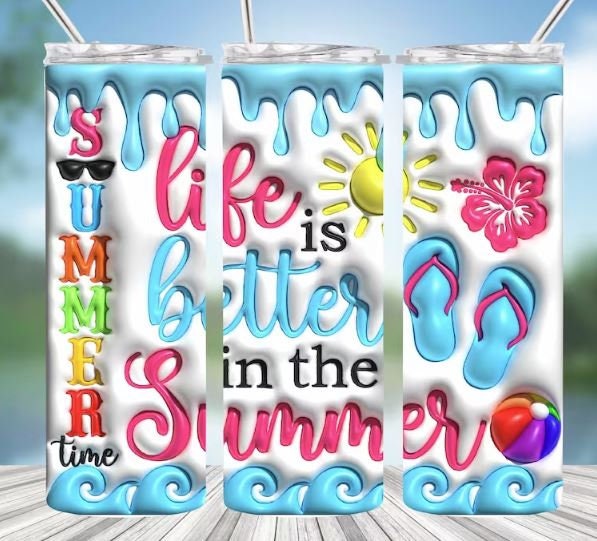 Life is Better in the Summer 20oz Sublimated Tumbler or 15oz Coffee Mug, coasters, mouse pad