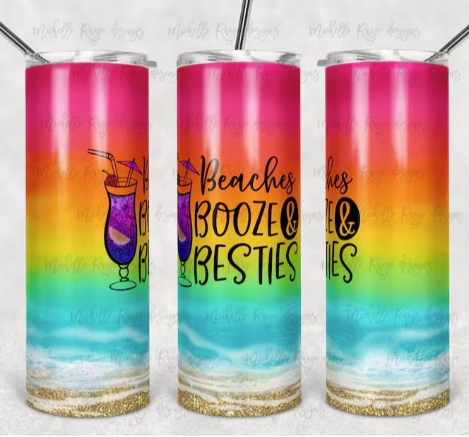 Beaches, Booze & Besties 20oz Sublimated Tumbler