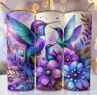 Purple Hummingbirds 20oz Sublimated Tumbler or 15oz Coffee Mug, coasters, mouse pad