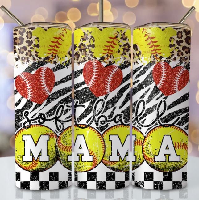 Softball Mama 20oz Sublimated Tumbler or 15oz Coffee Mug, coasters, mouse pad