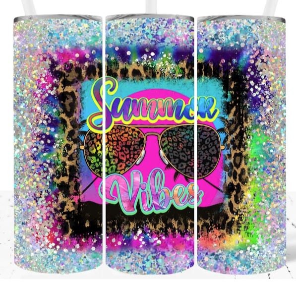 Summer Vibes 20oz Sublimated Tumbler or 15oz Coffee Mug, coasters, mouse pad