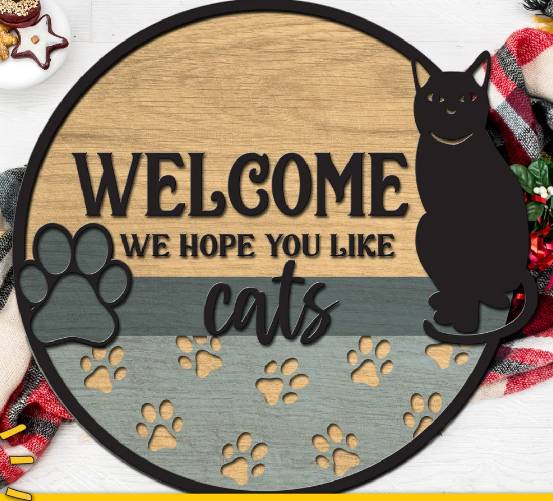 Welcome We Hope You Love Cats Round- DIY Blank