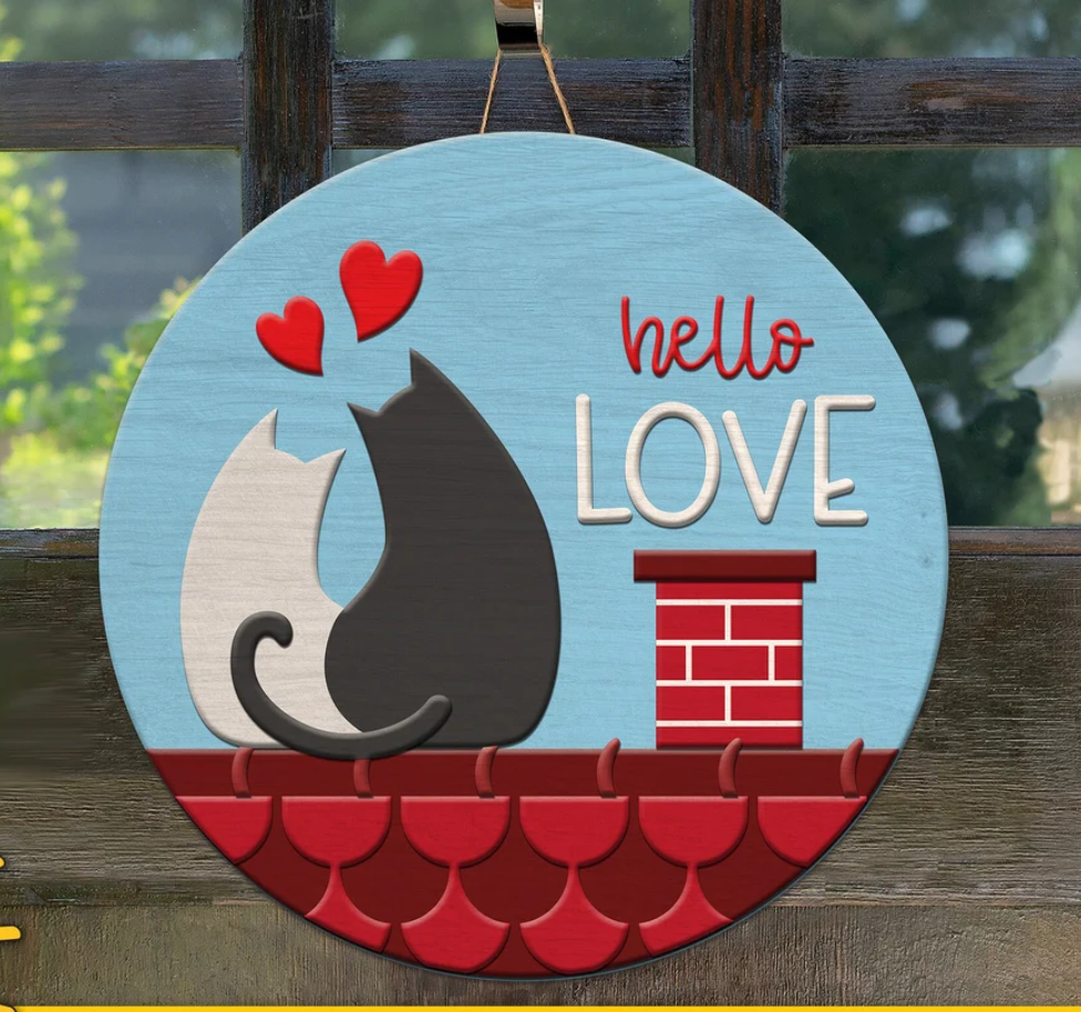 Hello Love Cats Round