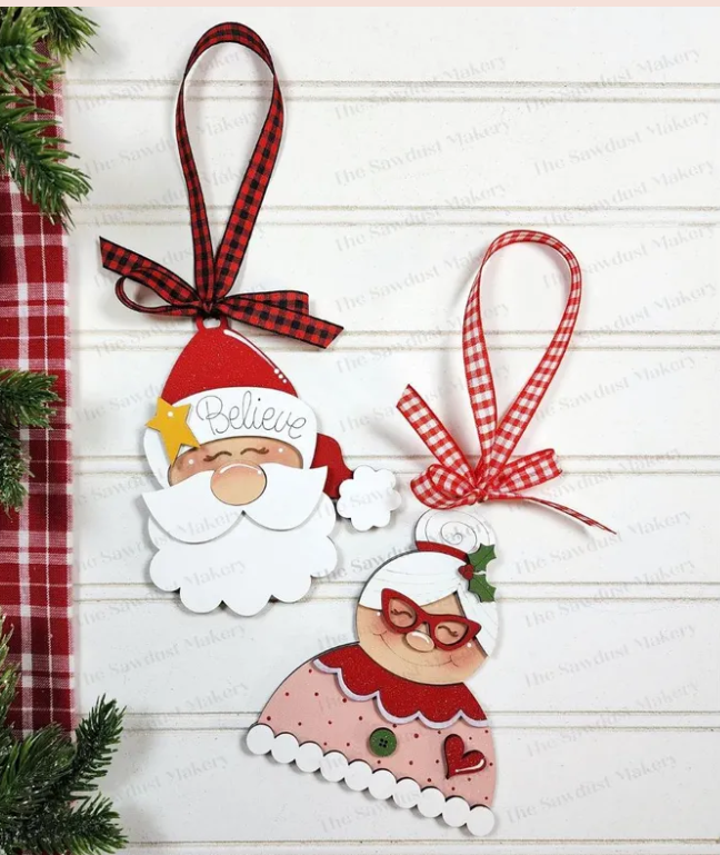 Santa & Mrs. Clause Ornament Set